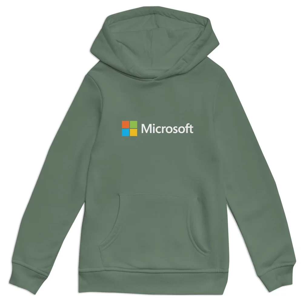 Microsoft Military Green 3-4 Years Chest Print Kids' Hoodie Image 1