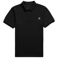 Microsoft Black Pocket Icon Embroidered Standard Polo Shirt