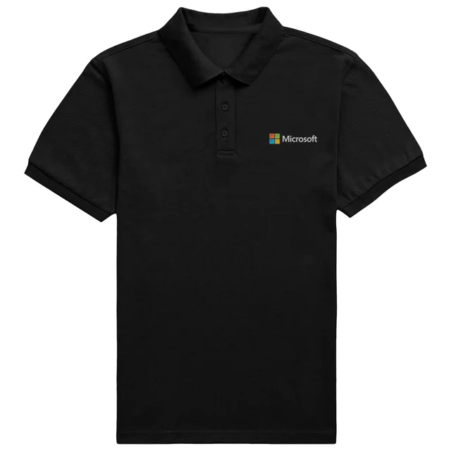Microsoft Black Pocket Embroidered Standard Polo Shirt