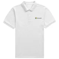 Microsoft White Pocket Embroidered Standard Polo Shirt