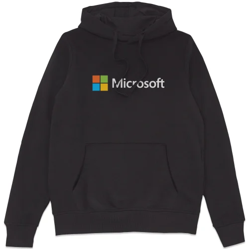 Microsoft Black S Chest Print Hoodie Image 1