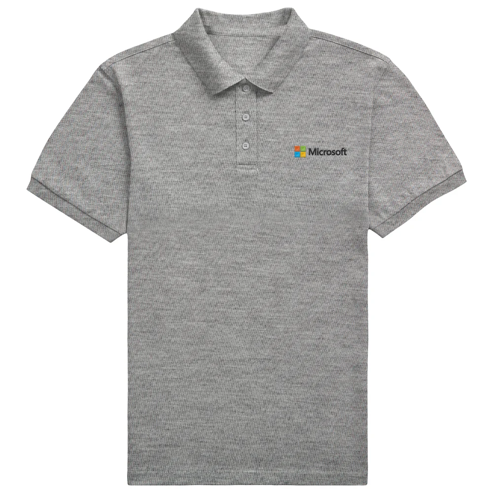 Microsoft Grey S Pocket Embroidered Standard Polo Shirt Image 1