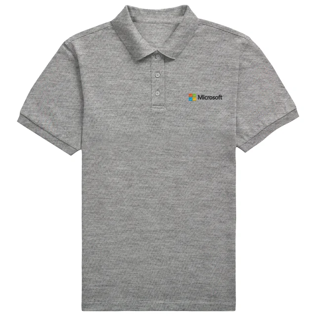 Microsoft Grey Pocket Embroidered Standard Polo Shirt