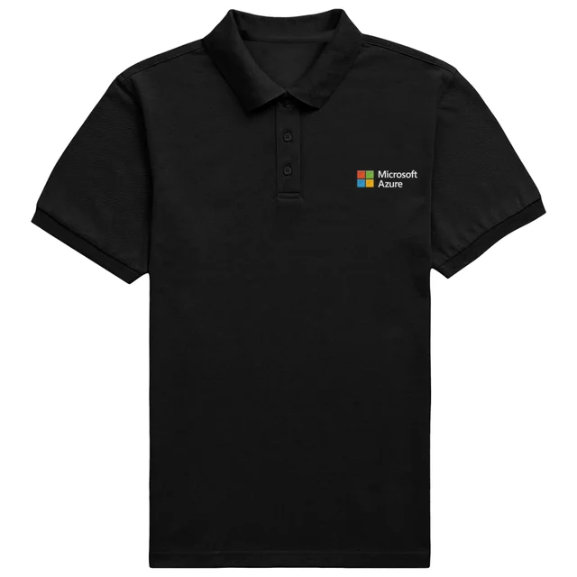 Microsoft Azure Black Pocket Embroidered Standard Polo Shirt