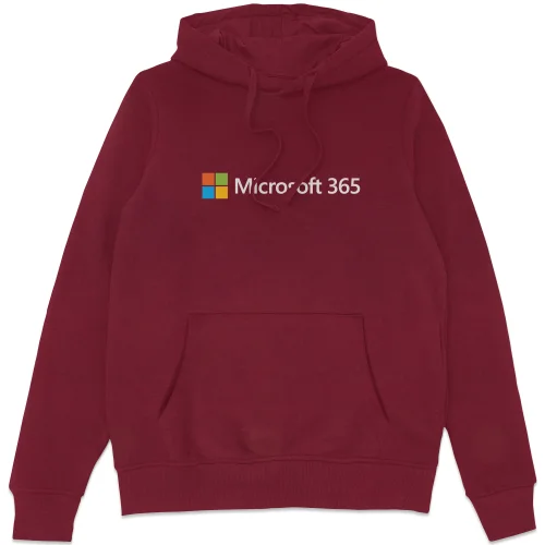 Microsoft 365 Burgundy S Chest Print Hoodie Image 1