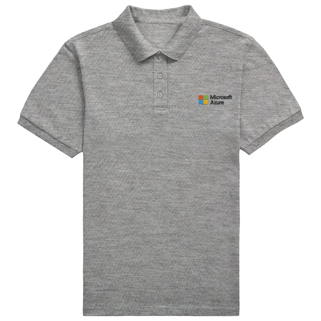 Microsoft Azure Grey Pocket Embroidered Standard Polo Shirt